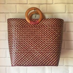 💙💛Handmade Boho mauve & cream hand bag or tote.